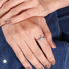 Sterling Silver Sparkling  Whispering Leaf Ring