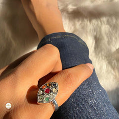 Sterling Silver Navratan Ring