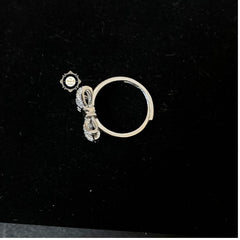 Sparkling Silver Ribbon Bow Ring