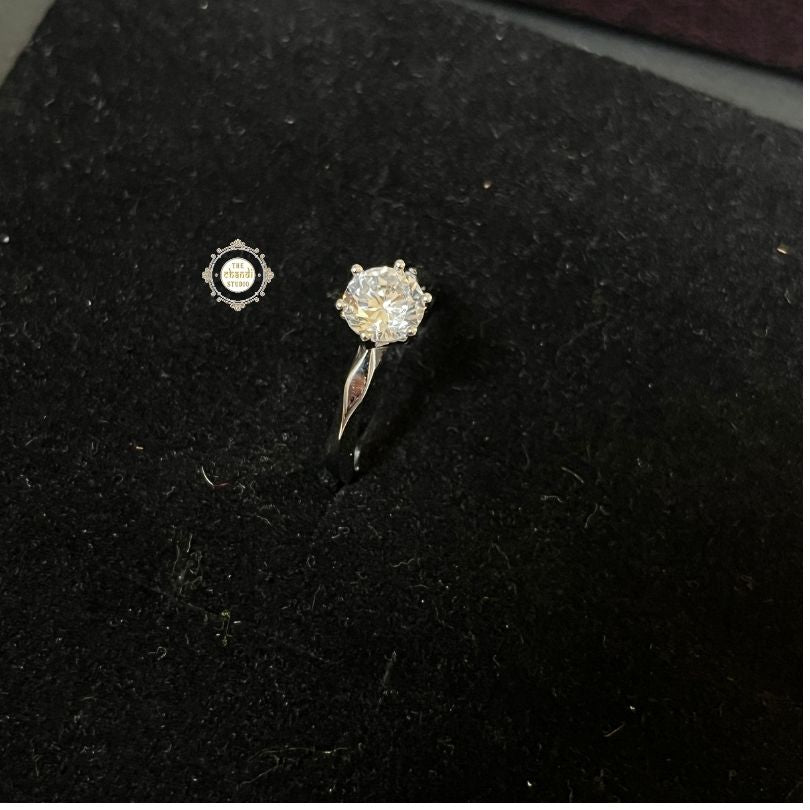 Sparkling Silver Solitaire Ring