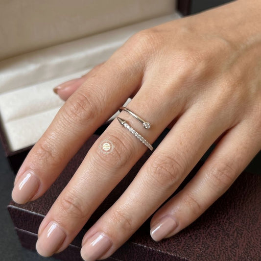 Sparkling Silver Crystal Arrow Ring