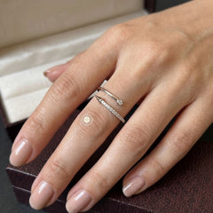 Sparkling Silver Crystal Arrow Ring