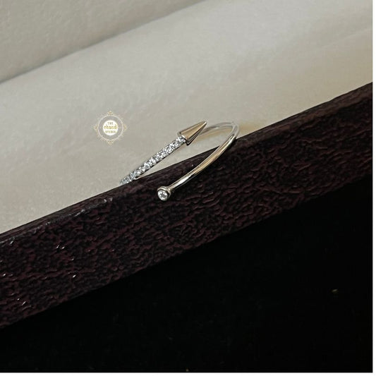 Sparkling Silver Crystal Arrow Ring