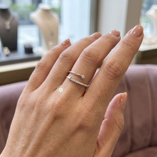Sparkling Silver Crystal Arrow Ring