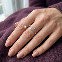 Sparkling Silver Crystal Arrow Ring