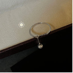 Sparkling Silver Pearl Drop Ring
