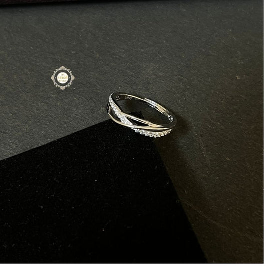 Sparkling Silver Criss Cross Ring