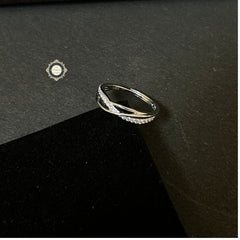 Sparkling Silver Criss Cross Ring
