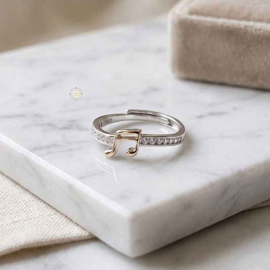 Silver Music Lover Sparkling Ring