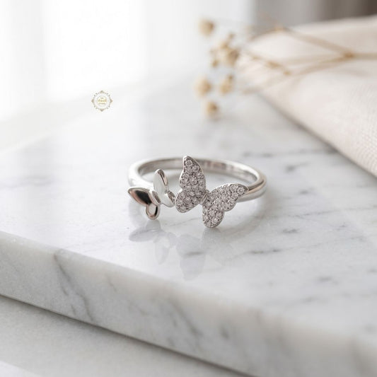 Sparkling Silver Butterfully Ring