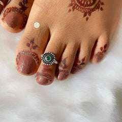 925 Solid Silver Round Rangoli Toe Ring