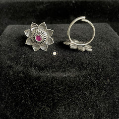 Pure Silver Floral Design Toe Ring