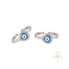 Sparkling Silver Evil Eye Toe Ring