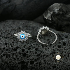 Sparkling Silver Evil Eye Toe Ring