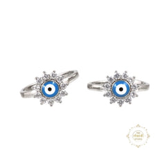 Sparkling Silver Evil Eye Toe Ring