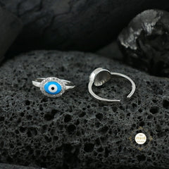 Sparkling Silver Evil Eye Toe Ring