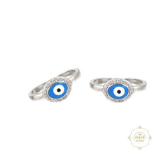 Sparkling Silver Evil Eye Toe Ring