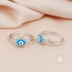 Sparkling Silver Evil Eye Toe Ring