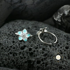 Sparkling Silver Enamel Floral Toe Ring