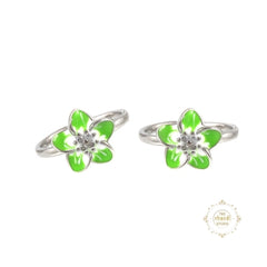 Sparkling Silver Enamel Floral Toe Ring