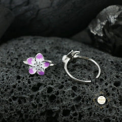 Sparkling Silver Enamel Floral Toe Ring