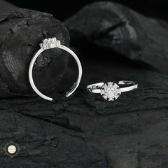 Sparkling Silver Twilight Flower Ring
