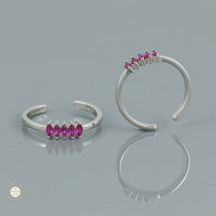 Sparkling Silver Jade Gleam Toe Ring