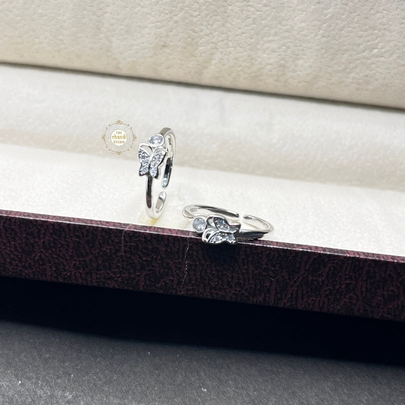 Sterling Silver Sparkling Butterfly Toe Ring