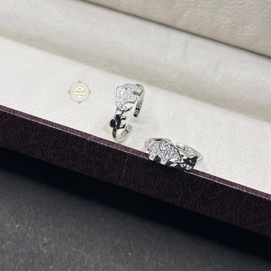 Sterling Silver Sparkling Elephant Toe Ring