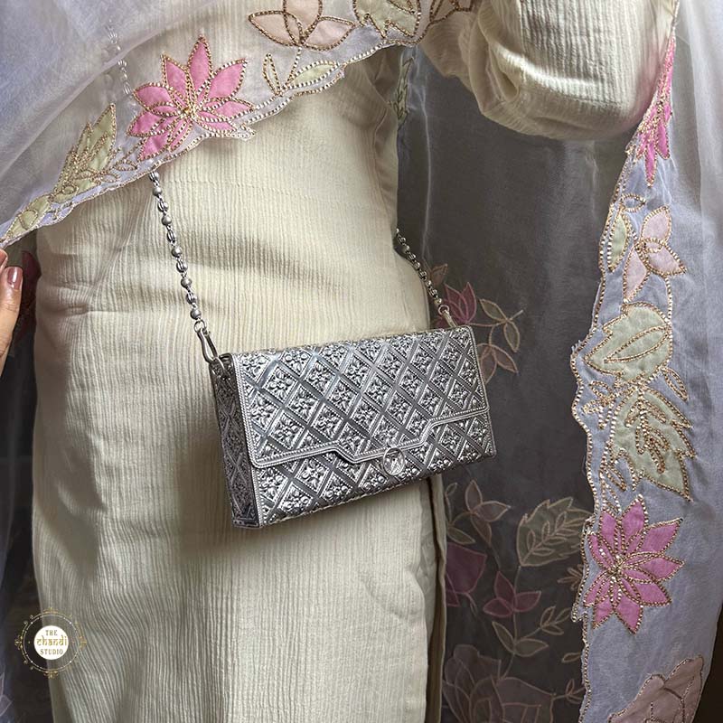 Sterling Silver Shahi Jaal Silver Purse