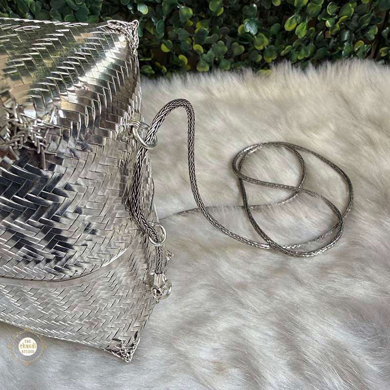 Sterling Silver Maharani Weave Silver Sling Purse