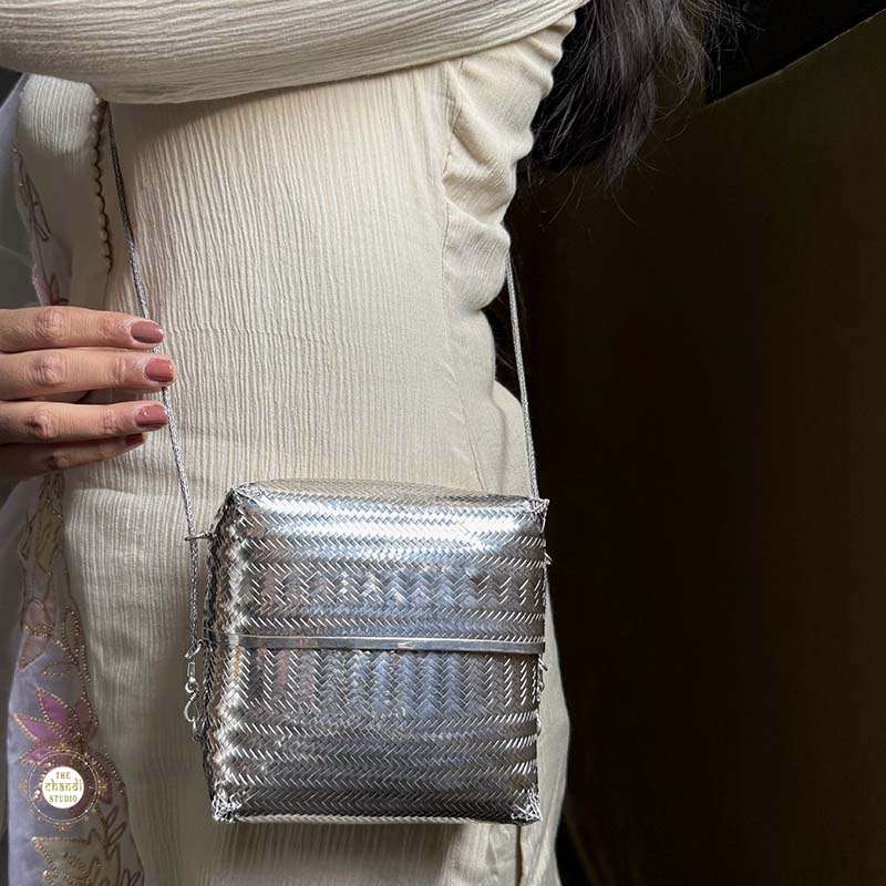 Sterling Silver Maharani Weave Silver Sling Purse