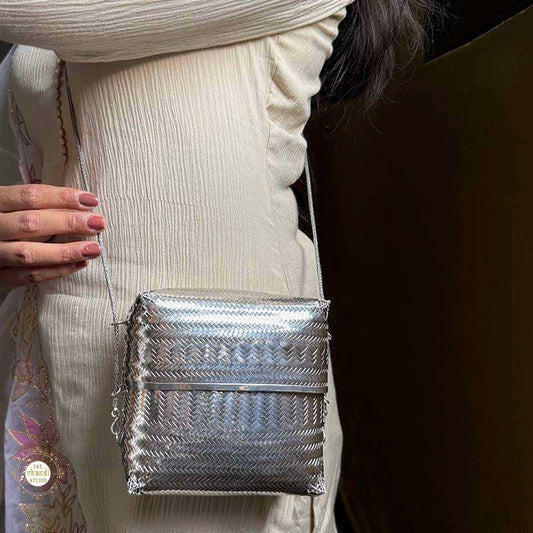 Sterling Silver Maharani Weave Silver Sling Purse