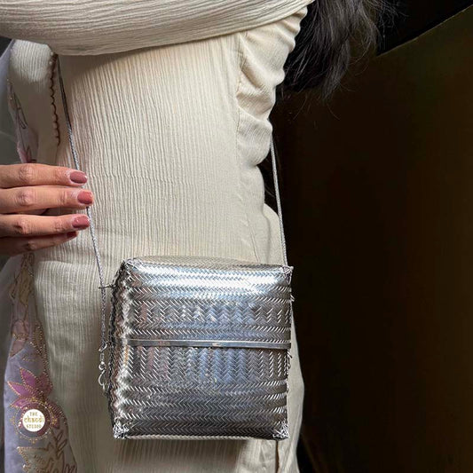 Sterling Silver Maharani Weave Silver Sling Purse