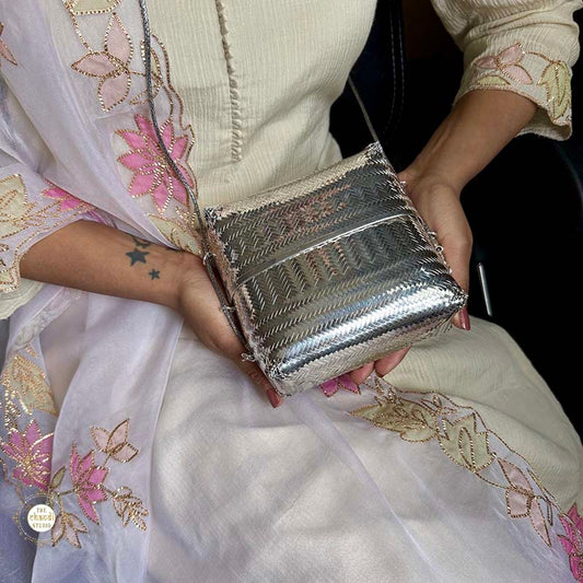 Sterling Silver Maharani Weave Silver Sling Purse