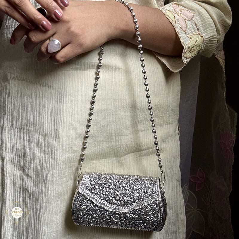 Sterling Silver Mini Flower Statement Purse