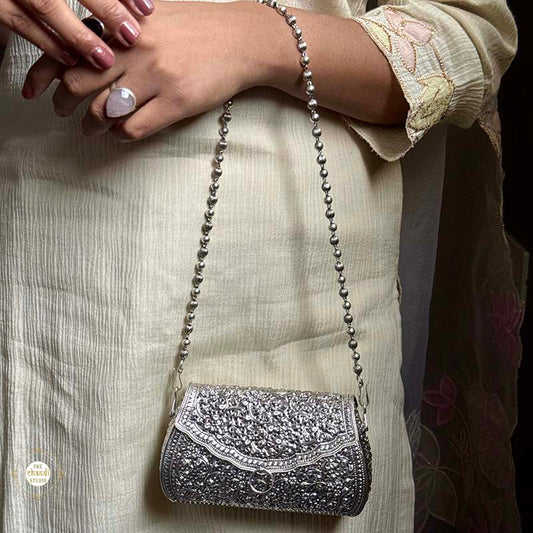 Sterling Silver Mini Flower Statement Purse