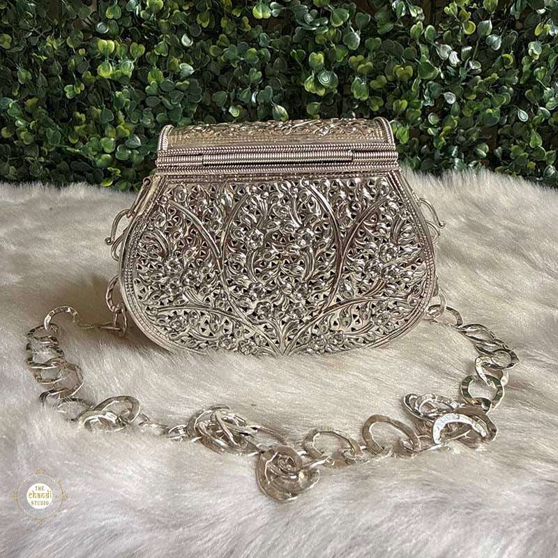 Sterling Silver Mini Flower Statement Purse