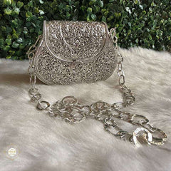 Buy Silver Mini Flower Statement Purse Online