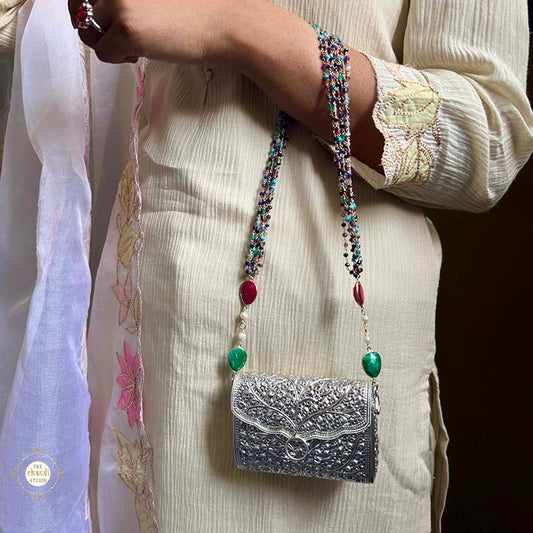 Shop Sterling Silver Jashn Chitai Purse Online