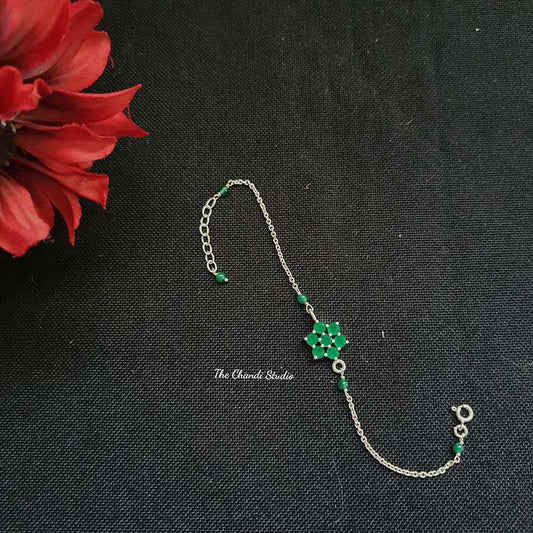 Green Stone Flower Bracelet (Green)