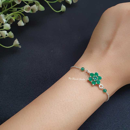 Green Stone Flower Bracelet (Green)