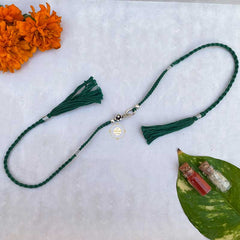 Sterling Silver Phool Patti Rakhi (Green)