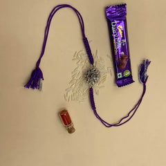 Sterling Silver Glass Stone Rakhi (Purple)
