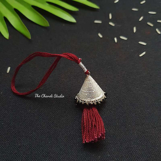 Sterling Silver Lumba Rakhi (Mehroon)