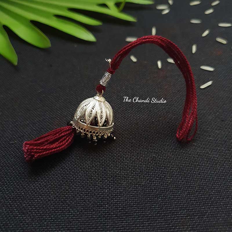 Sterling Silver Lumba Rakhi (Mehroon)