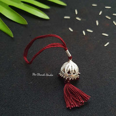 Sterling Silver Lumba Rakhi (Maroon)