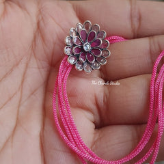 Sterling Silver Glass Stone Rakhi (Pink)