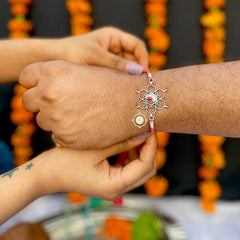 Sterling Silver Floral Paradise Rakhi (Coral)