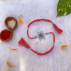 Sterling Silver Floral Paradise Rakhi (Coral)